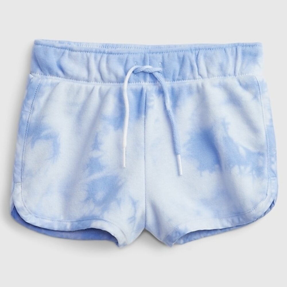 GAP Toddler Pull-On Dolphin Shorts Cotton Clouds Blue Tie Dye White Size 2 Years